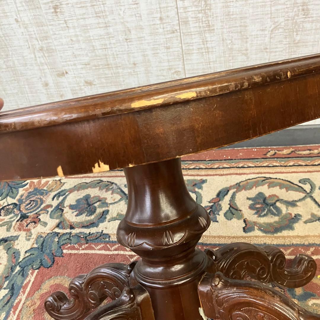 イタリアアンティーク 猫脚 木製象嵌センターテーブル サイドテーブル クラシック