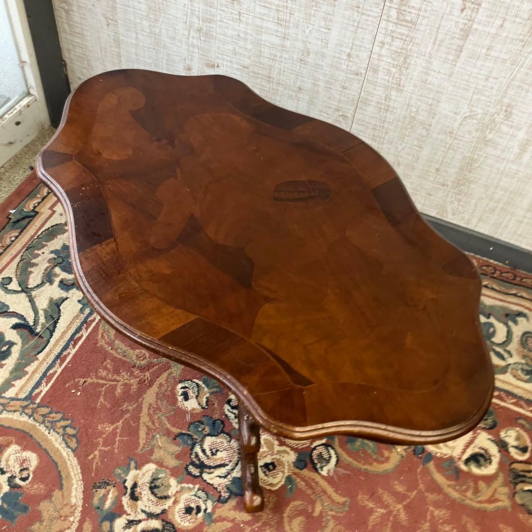 イタリアアンティーク 猫脚 木製象嵌センターテーブル サイドテーブル クラシック