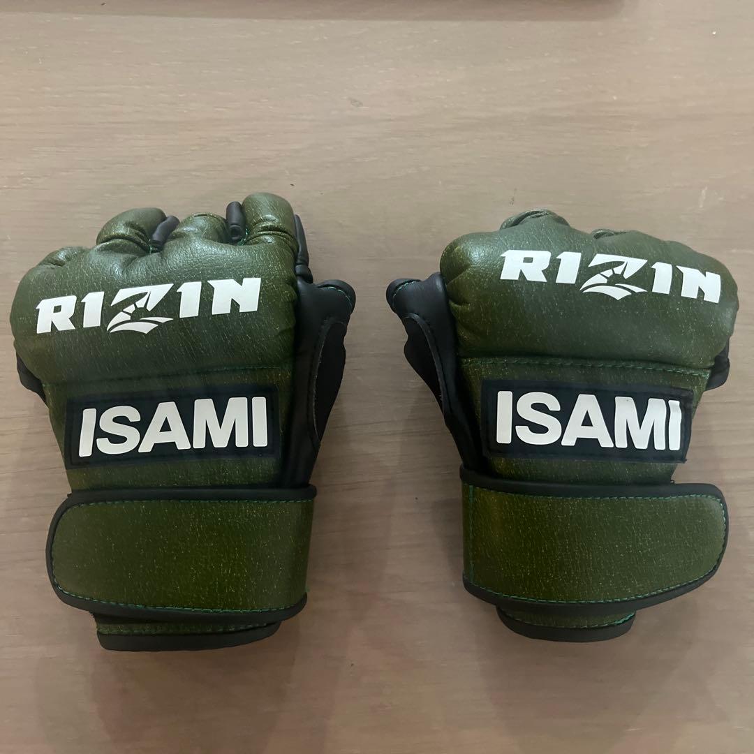 RIZIN ISAMI オープンフィンガーグローブ オリーブグリーンSサイズ