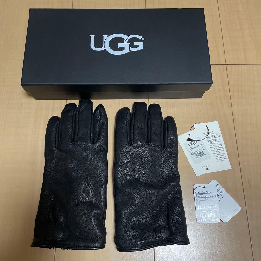 UGG レザーグローブ ブラック L 17451BX
