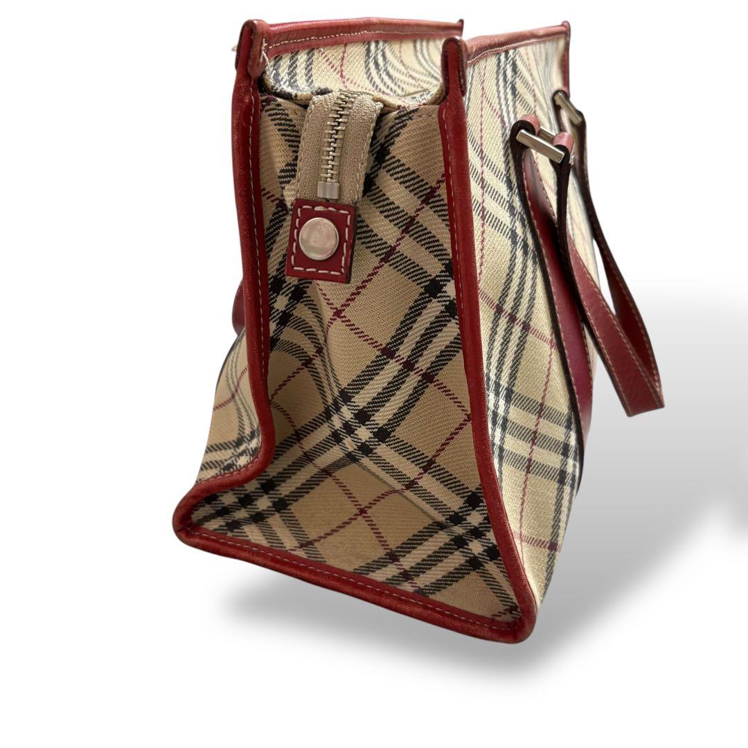 バーバリーロンドン ブルーレーベル ハンドバッグ トート ノバチェック　レッド