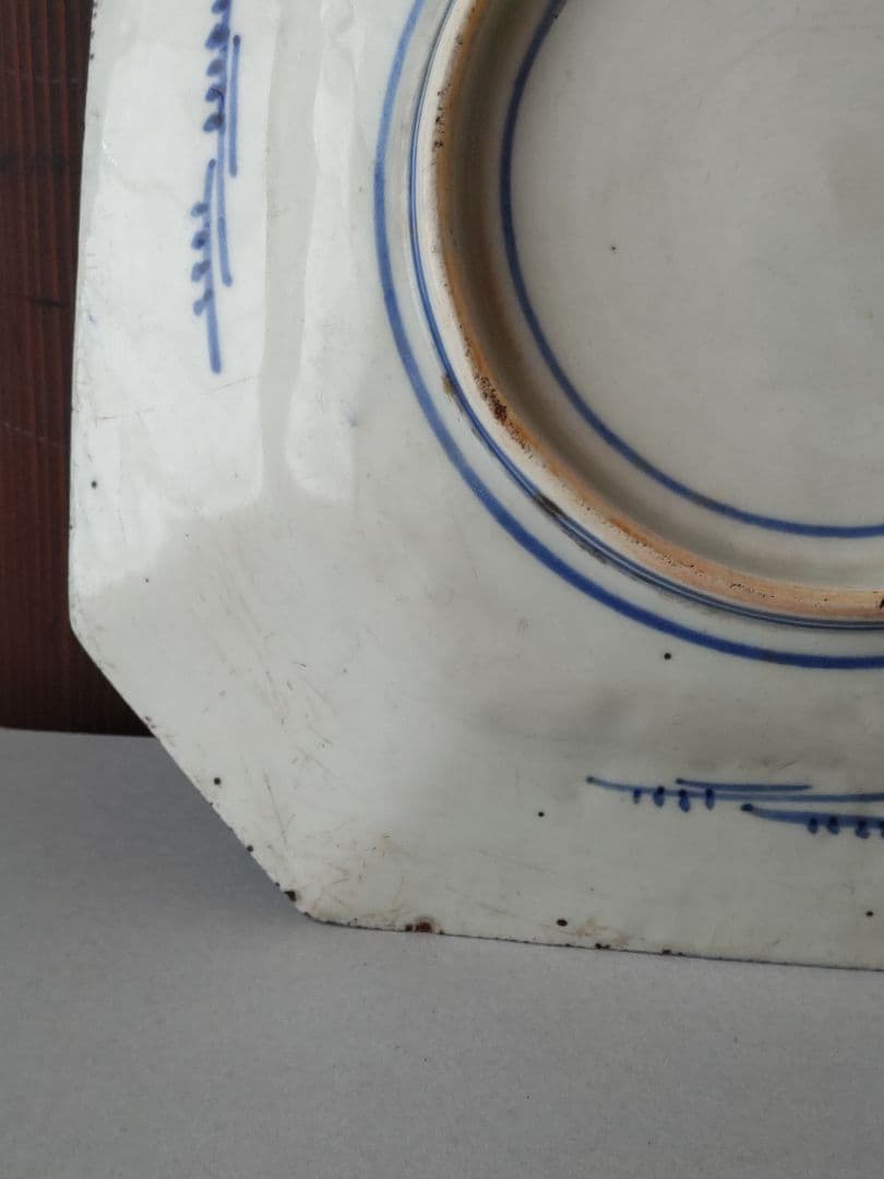 100年前の角皿　山水図　銅版転写　明治時代