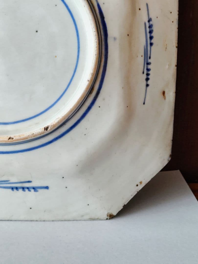 100年前の角皿　山水図　銅版転写　明治時代