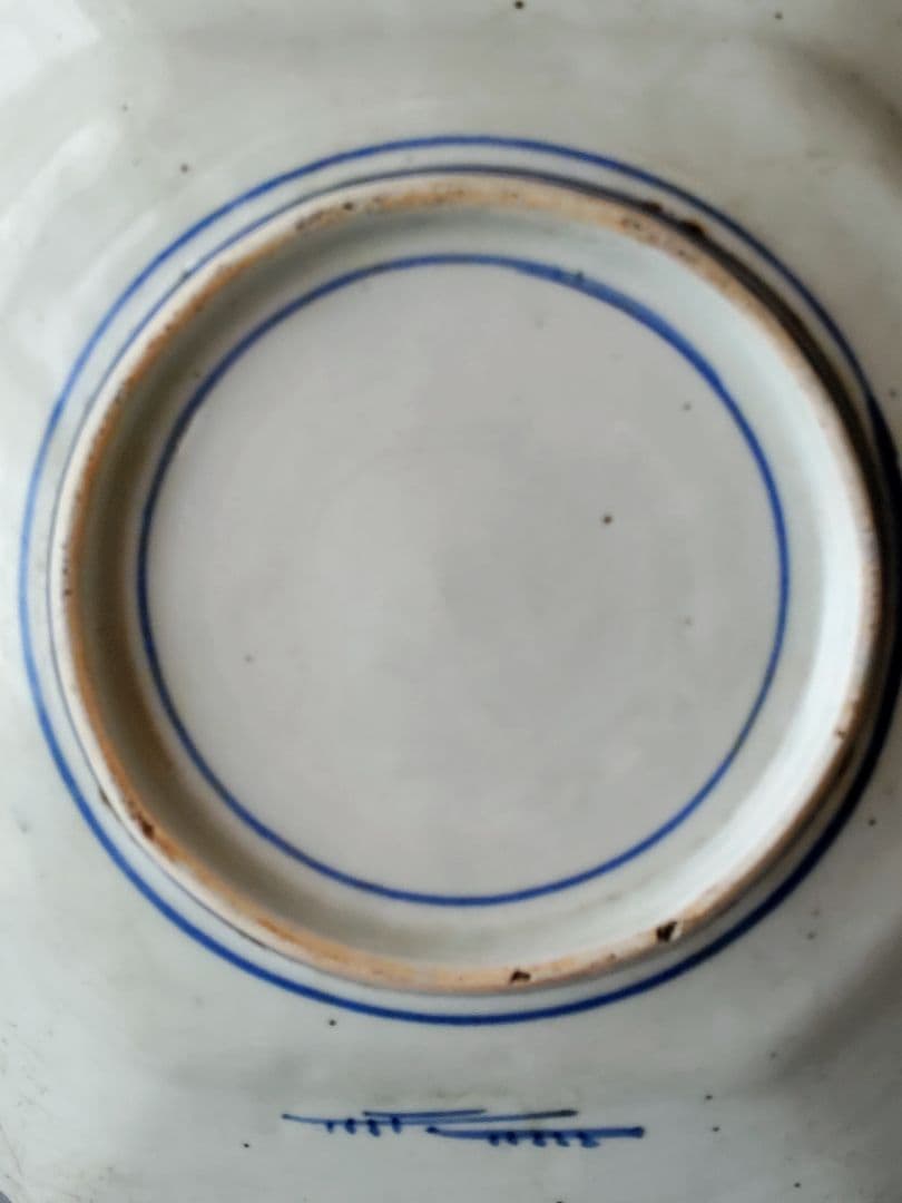 100年前の角皿　山水図　銅版転写　明治時代