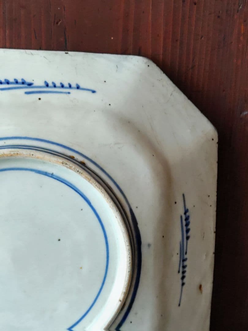 100年前の角皿　山水図　銅版転写　明治時代