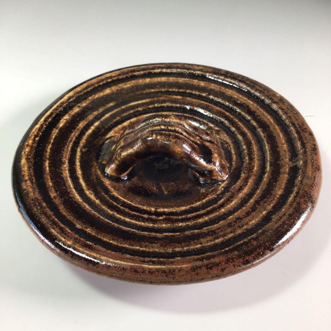 Ｒ３２５　水指　『長谷川青峯造』『耳付』『瀬戸水指』　共箱　茶道具