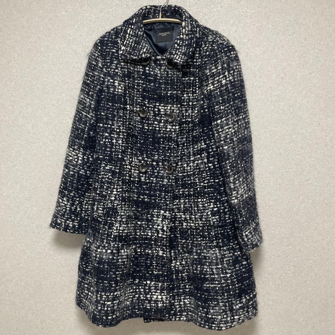 美品✨マックスマーラ 2WAY ツイード ファーコート ペプラム モヘア混　44