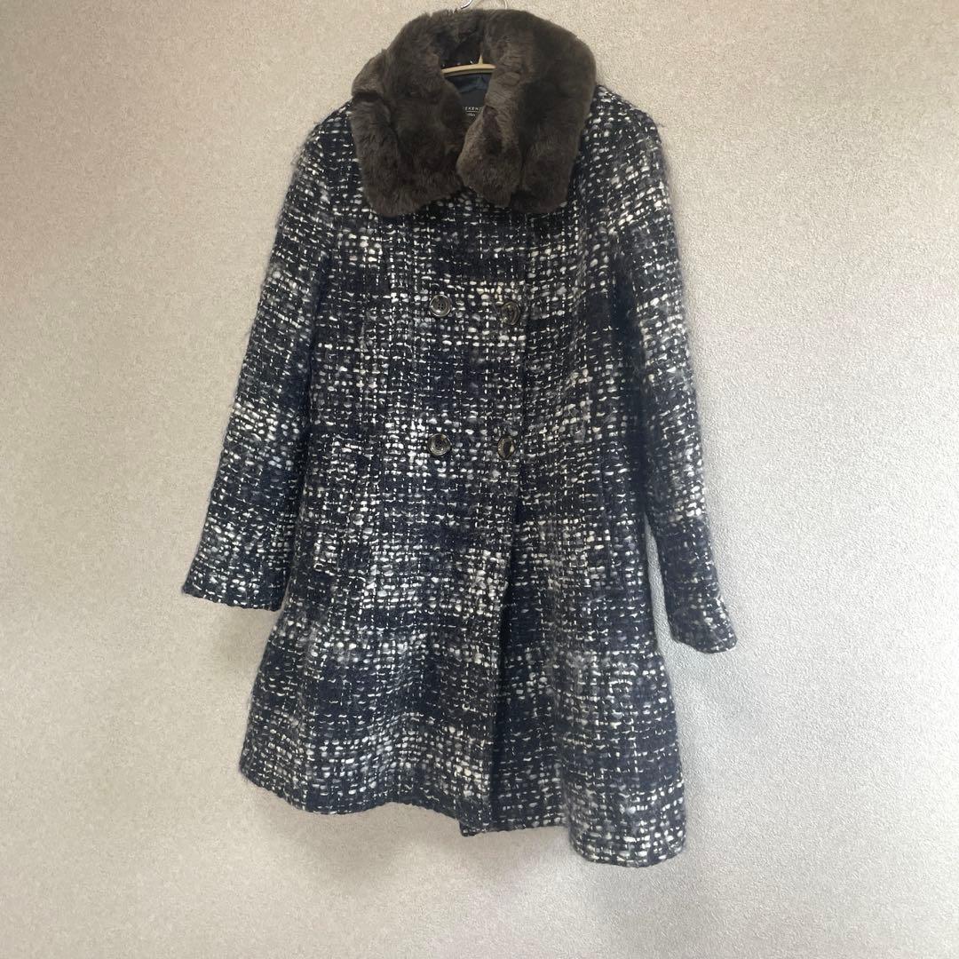 美品✨マックスマーラ 2WAY ツイード ファーコート ペプラム モヘア混　44