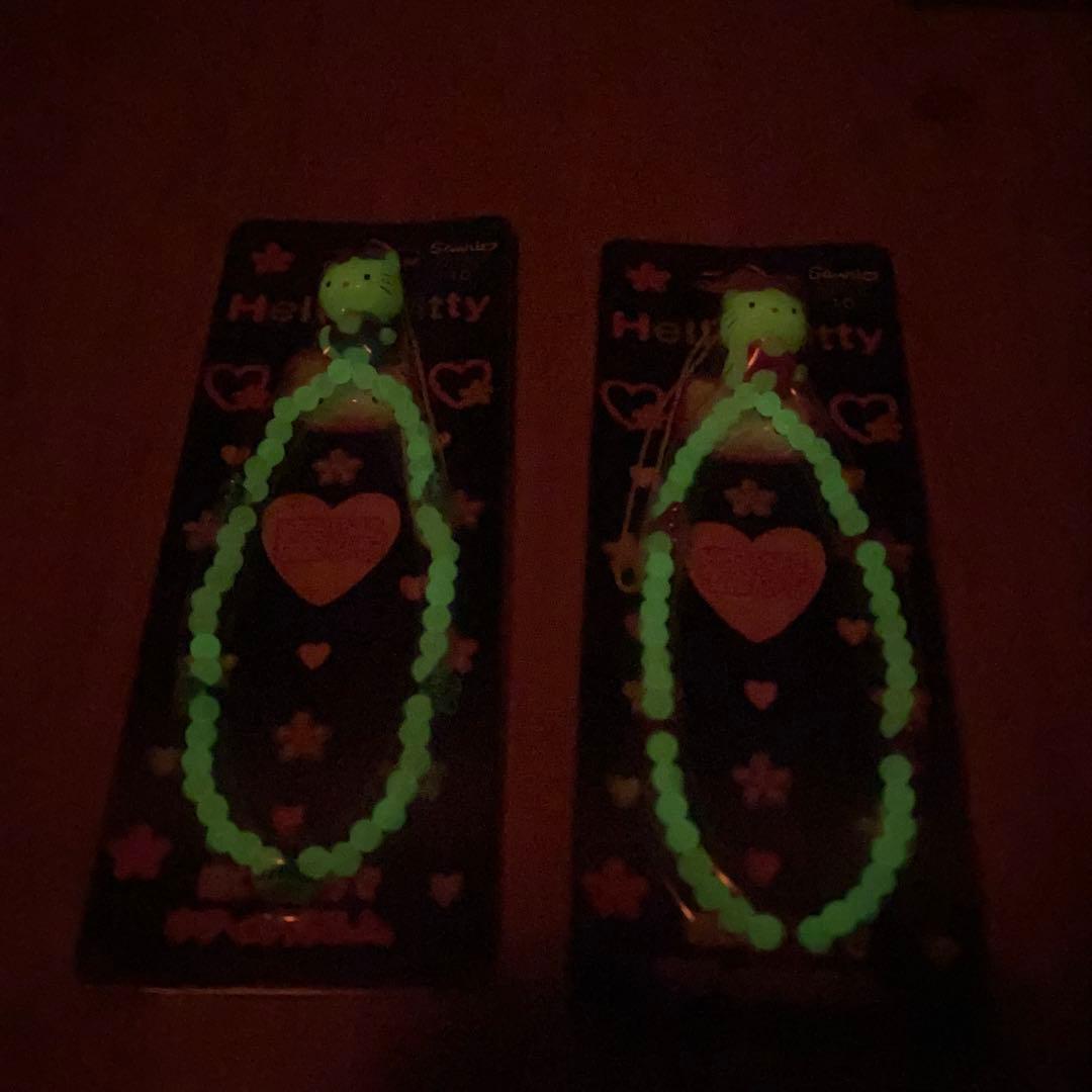 平成 レトロ ハローキティ 蓄光 ストラップ 2個セット