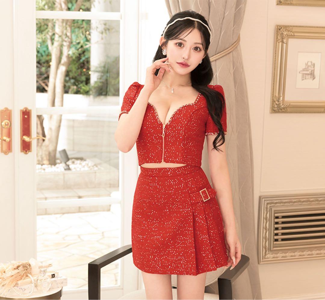 セクシー赤ドレス フロントジッパー付き Jewels Sugar