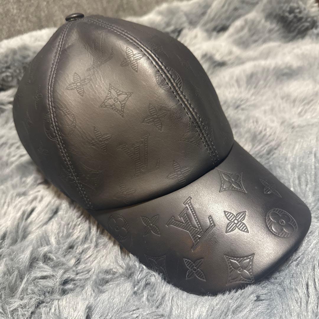 ルイヴィトン レザー ベースボールキャップ ブラック