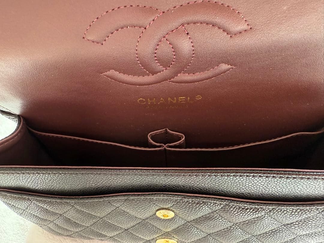 キルティングバッグ　ゴールドチェーン　ショルダーバッグ　キャビアスキン　2way