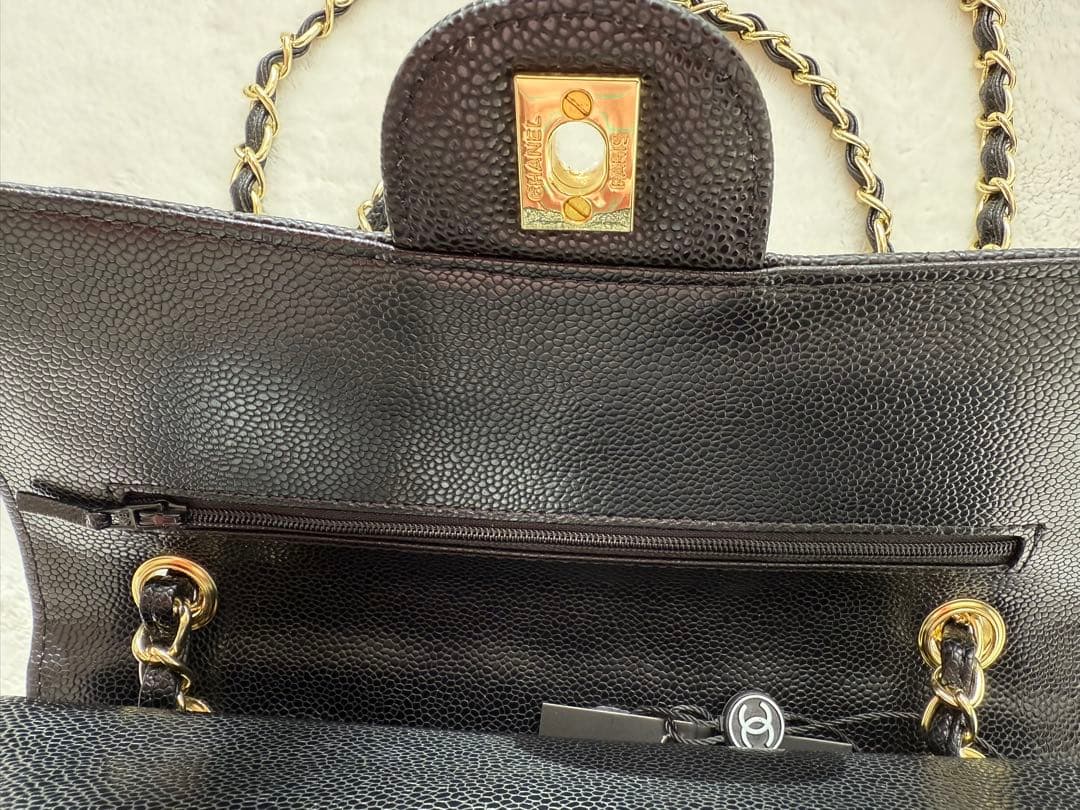 キルティングバッグ　ゴールドチェーン　ショルダーバッグ　キャビアスキン　2way