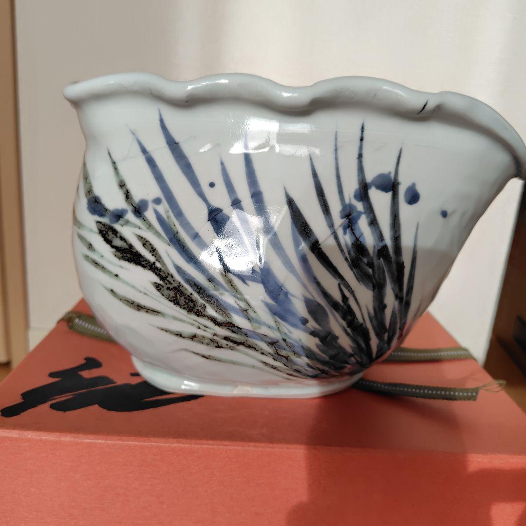 梅田純一氏作　大きな波型　深鉢　ワインクーラー