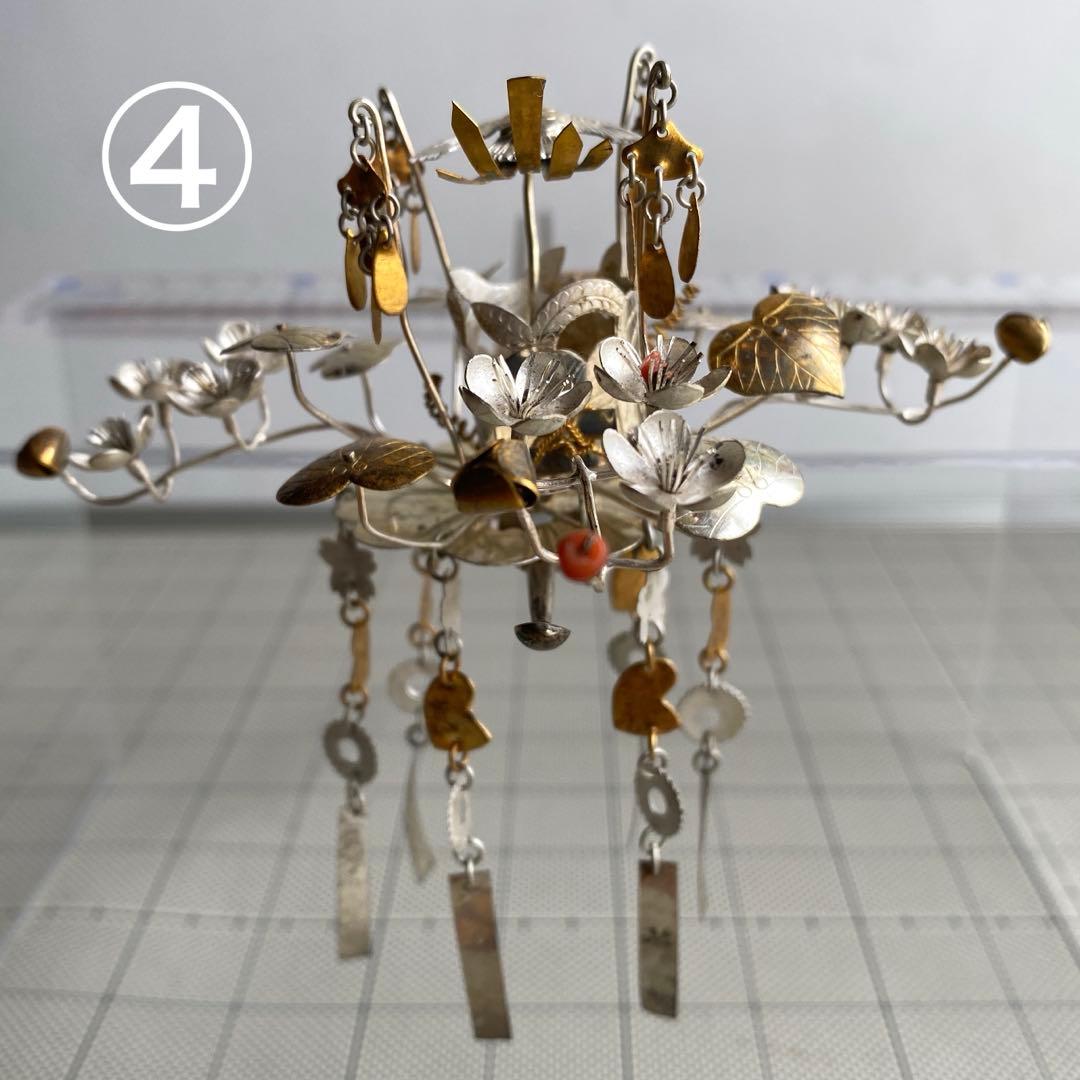 アンティーク　金工細工　花嫁かんざし　金銀びらかんざし