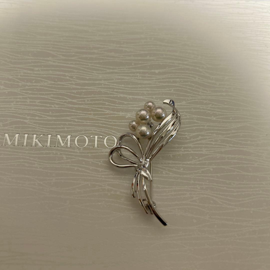 MIKIMOTO ミキモト　真珠　パール　ブローチ シルバー 5珠　花束