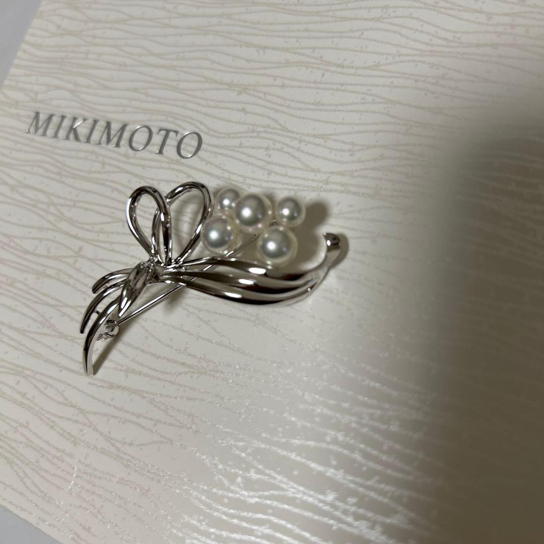 MIKIMOTO ミキモト　真珠　パール　ブローチ シルバー 5珠　花束