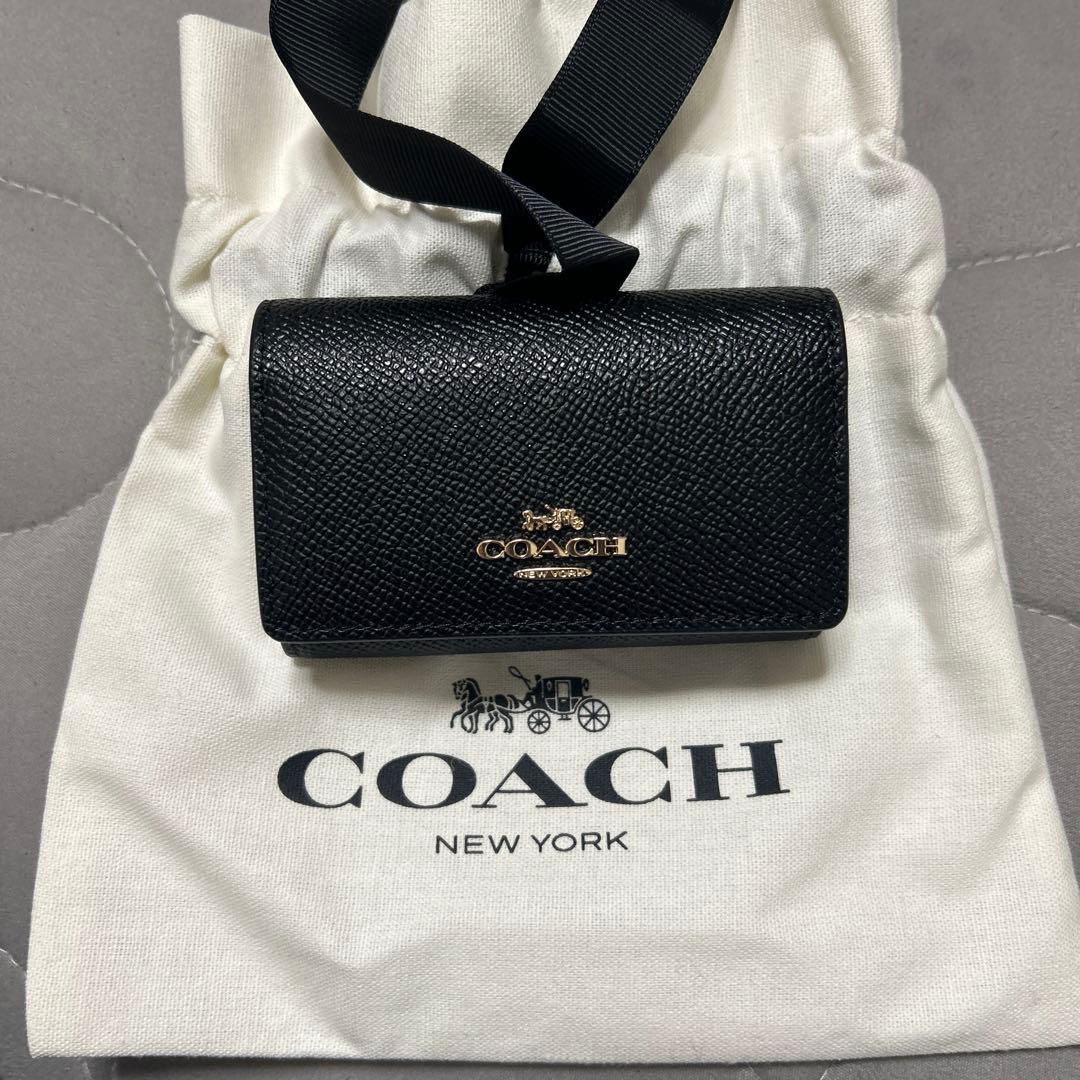 COACH ブラック レザー キーケース