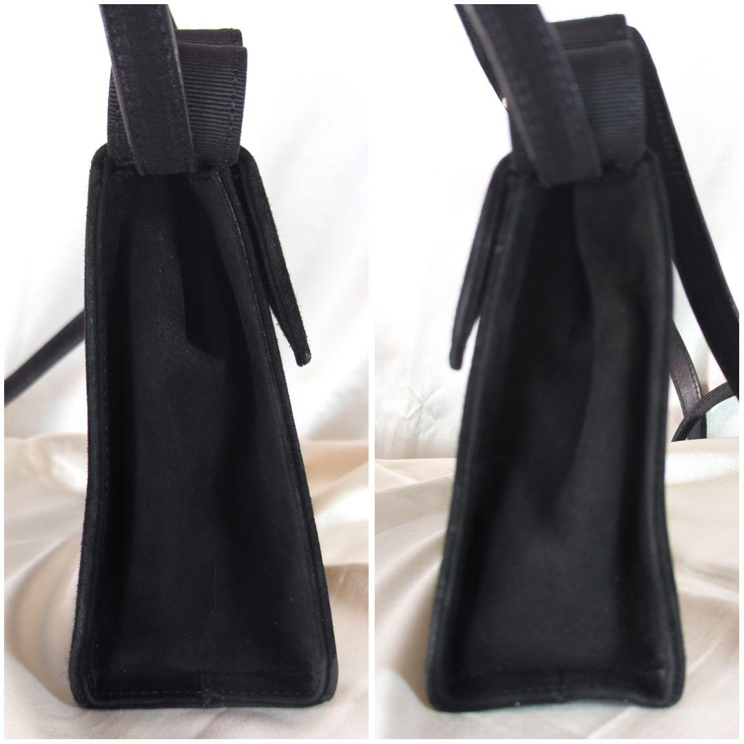 【極美品】フェラガモ ヴァラリボン ハンドバッグ 2way スエード 黒