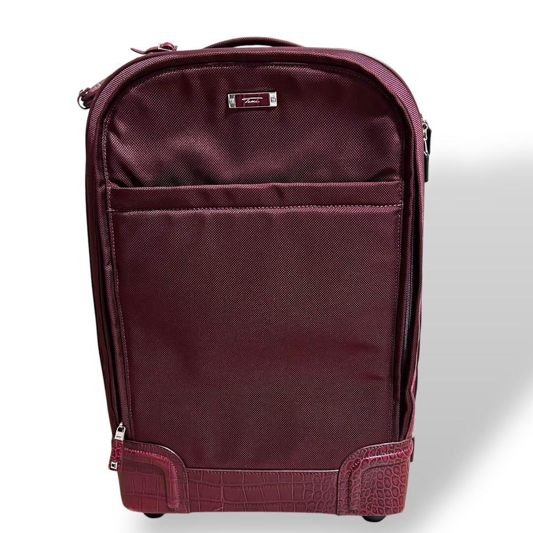 美品　トゥミ　大容量　キャリーケース　ワインレッド　レザー　ナイロン　クロコ型押