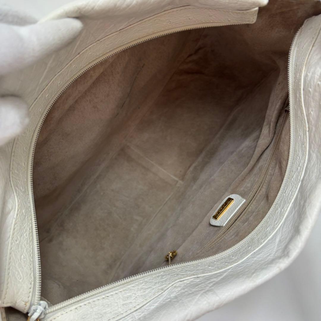 【希少】GUCCI ショルダーバッグ インターロッキング 金具 オーストリッチ