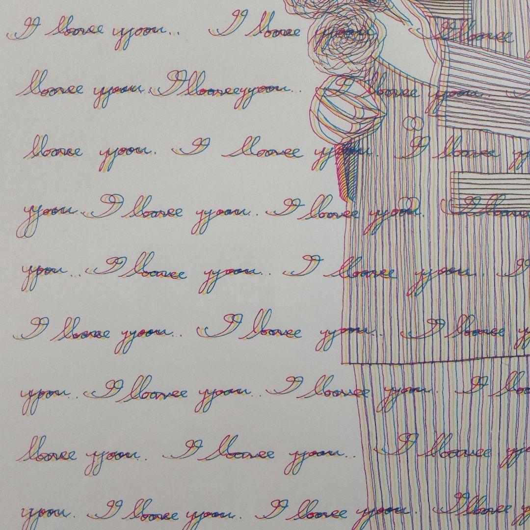 \"新品\"シルクスクリーン 靉嘔あいおう『I Love You』草土社額装、共箱付