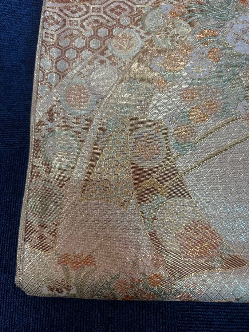 1927 袋帯 古代彫金紋  西陣織   金糸　高級上質上品　約440cm未使用