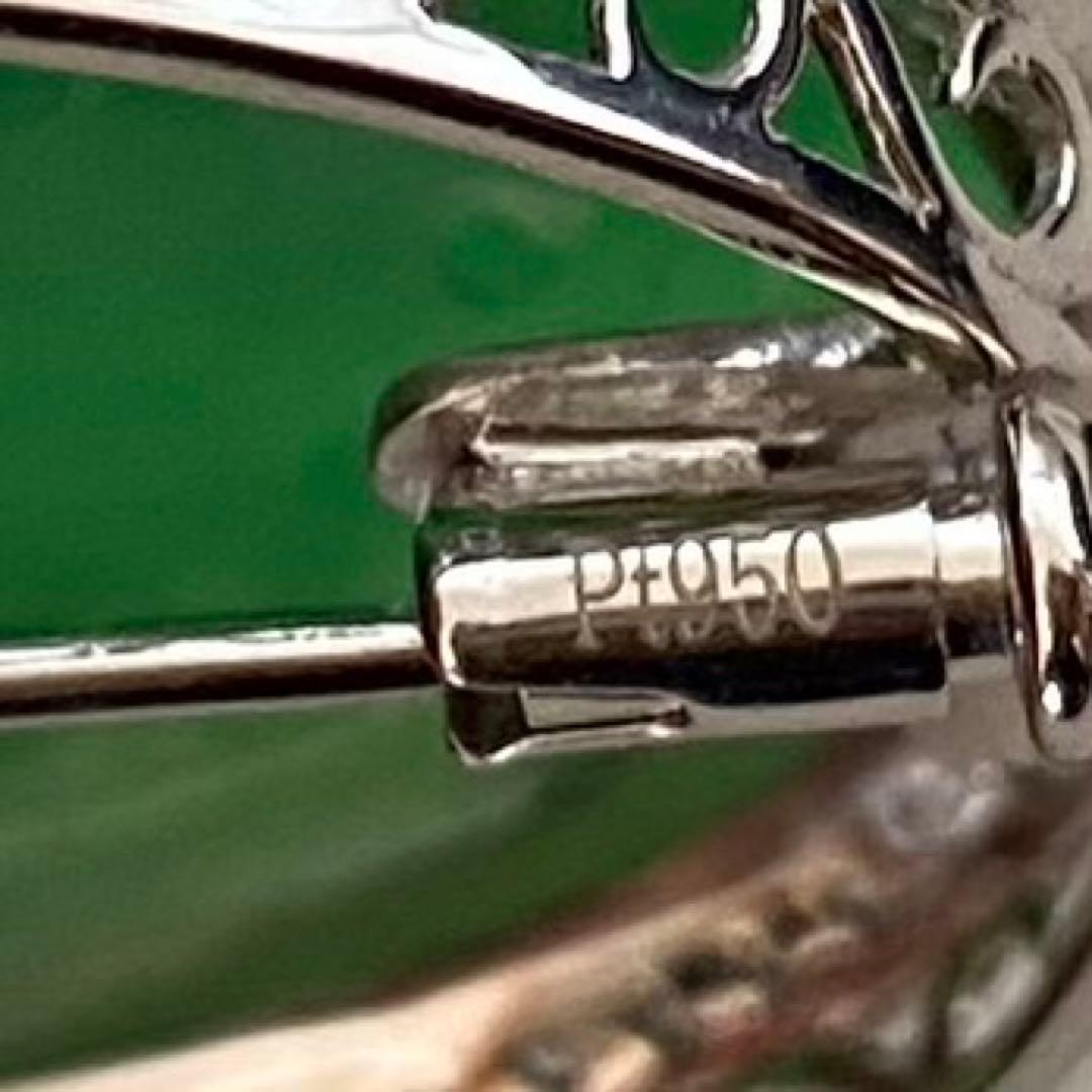 特注品　pt950翡翠ダイヤブローチ　アンティーク帯留からのリメイク　美しい