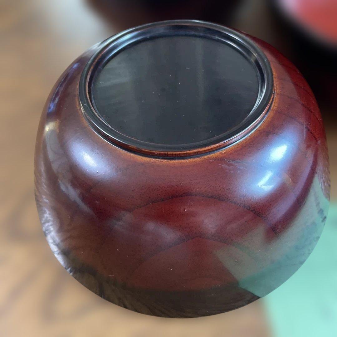 美品　高級　漆器　会津　木製 赤い 汁椀 5個セット