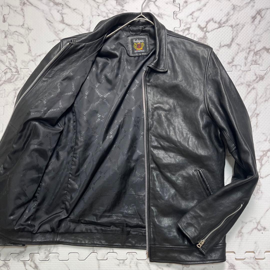 羊革/XLsize/美品✨ schott シングルライダース 希少モデル 黒