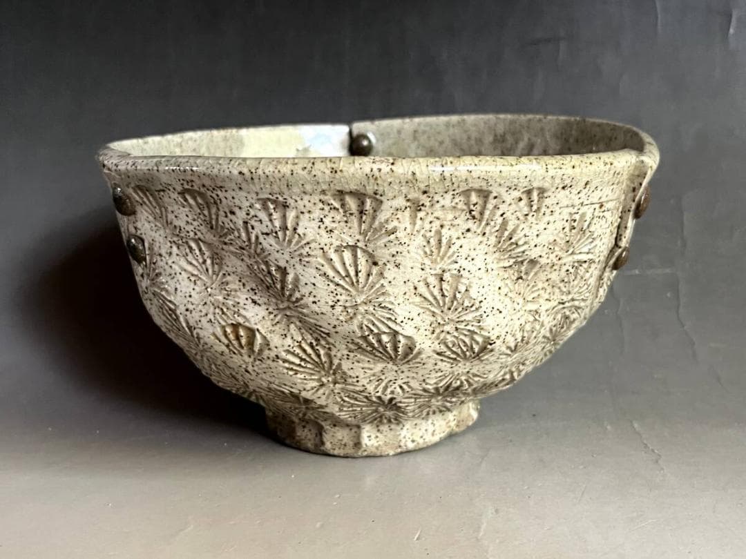 ぐい呑み■相馬焼 味わいのある古い酒杯 印花 酒器 茶碗 湯呑み 時代物 骨董■