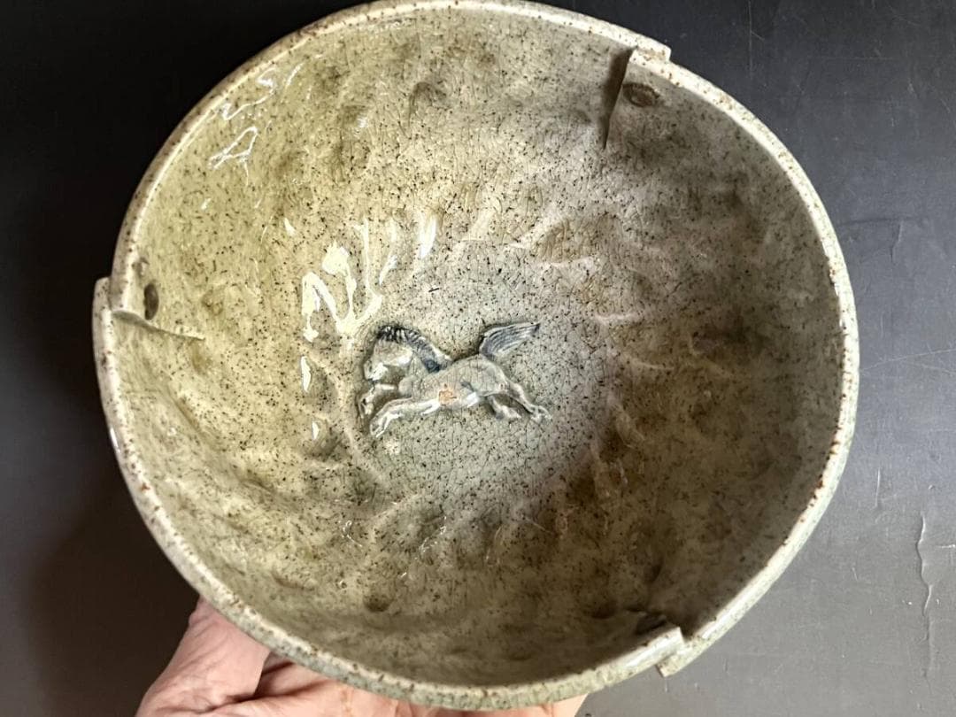 ぐい呑み■相馬焼 味わいのある古い酒杯 印花 酒器 茶碗 湯呑み 時代物 骨董■