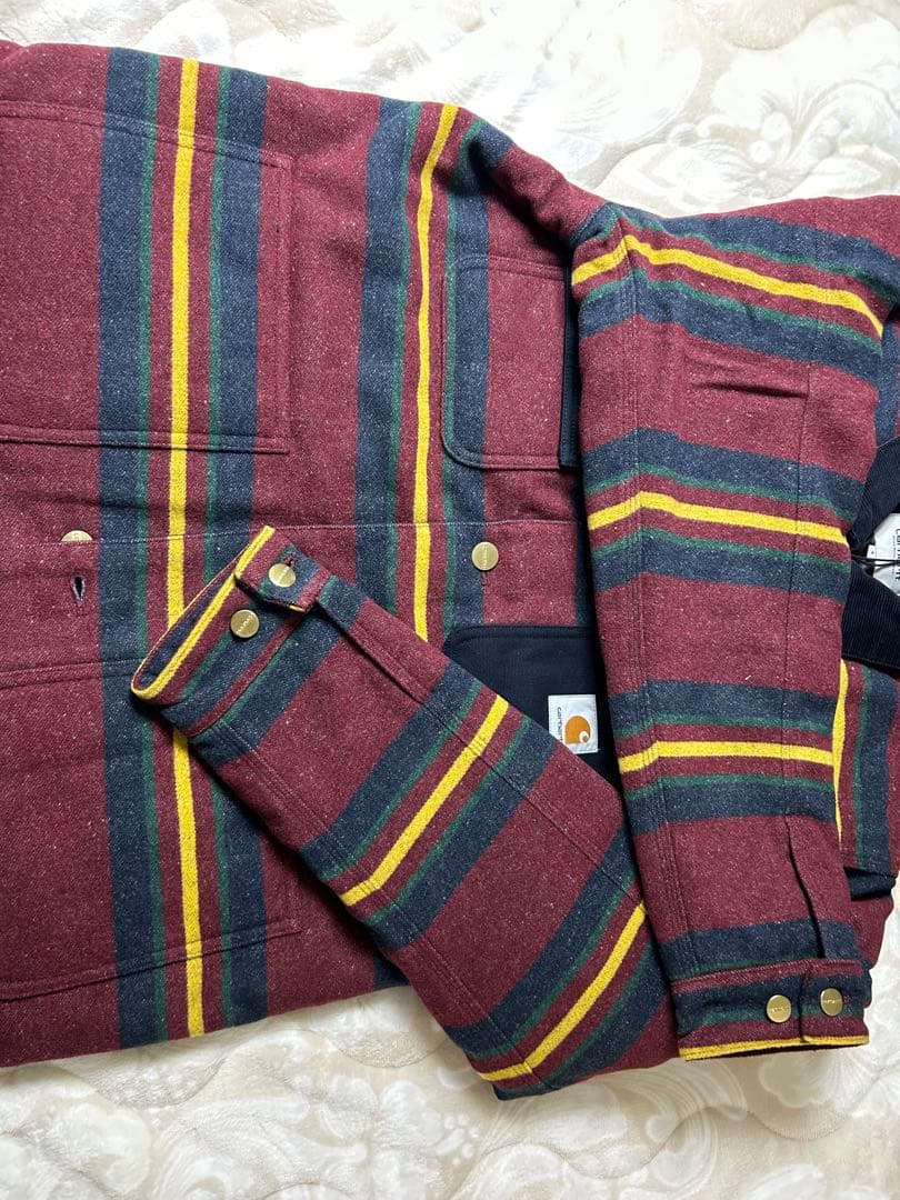 Carhartt ボルドー/ネイビー ストライプジャケット
