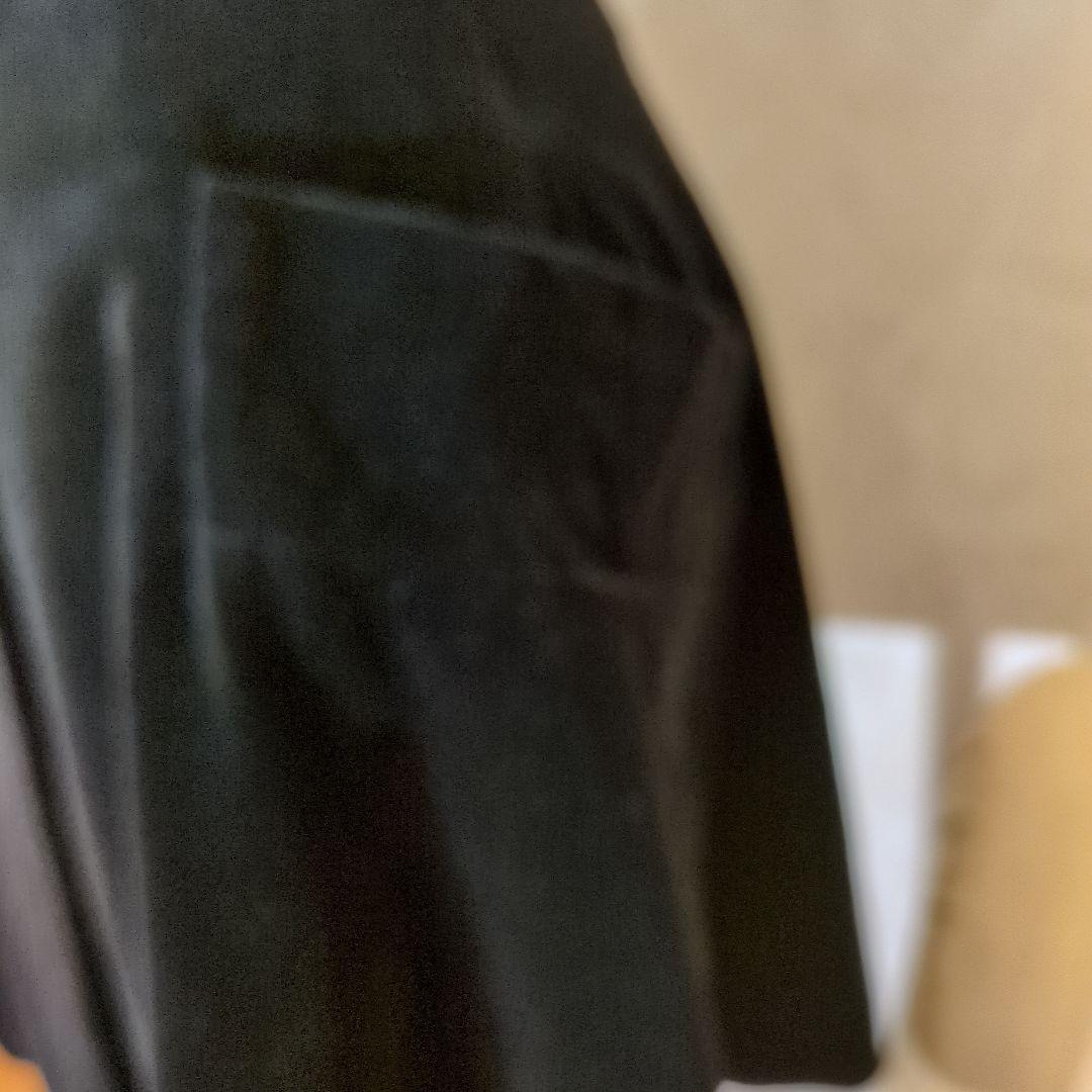 ブラック ベロア ひざ丈スカート 巻スカート