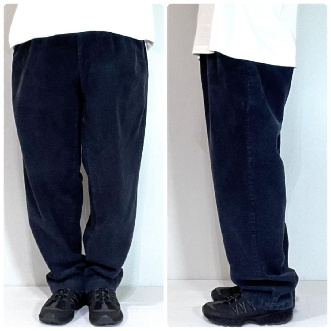90s ポロラルフローレン 38x32 ANDREW 太畝コーデュロイパンツ 紺