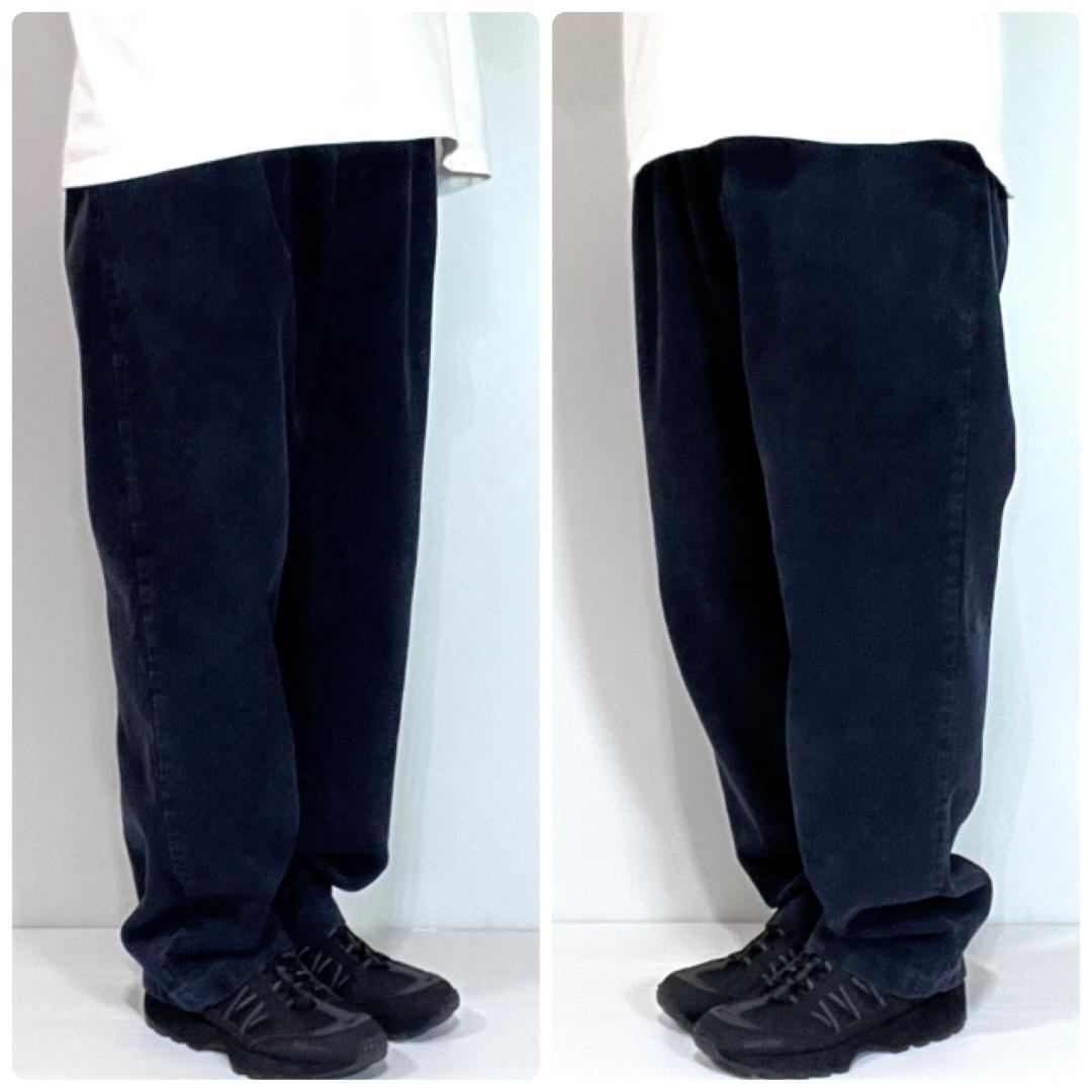 90s ポロラルフローレン 38x32 ANDREW 太畝コーデュロイパンツ 紺