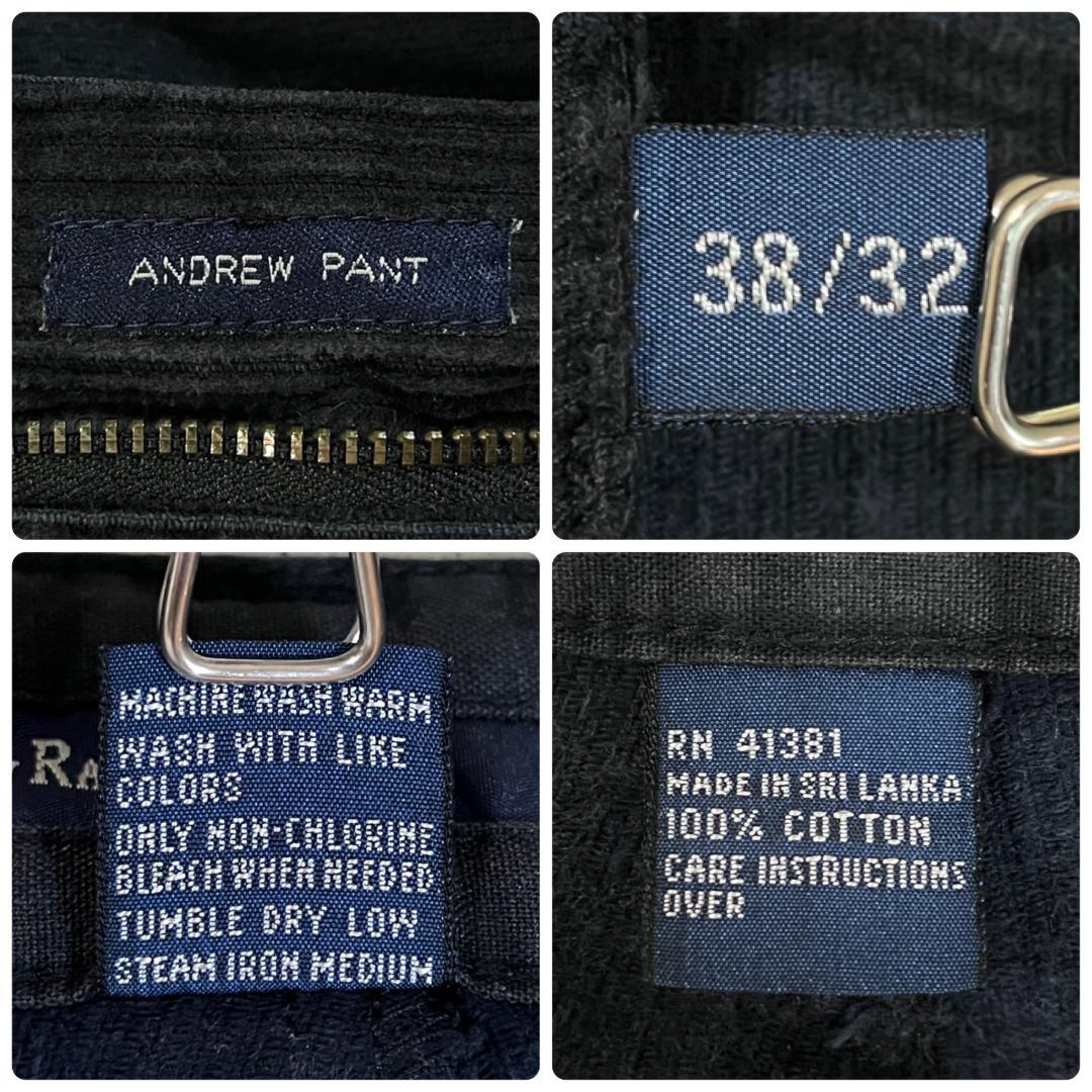 90s ポロラルフローレン 38x32 ANDREW 太畝コーデュロイパンツ 紺