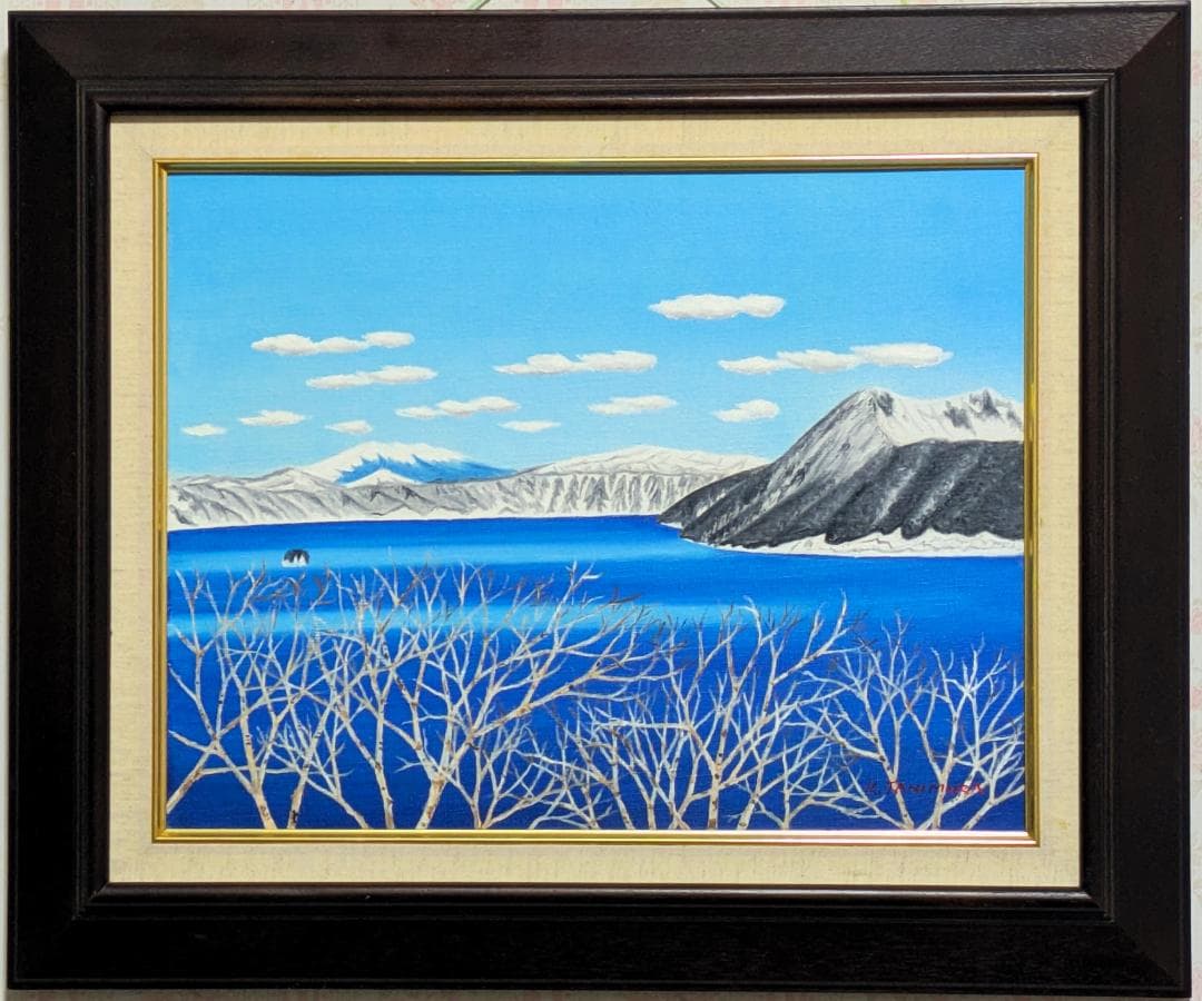 ★冬の摩周湖・肉筆油彩画・F6キャンバス