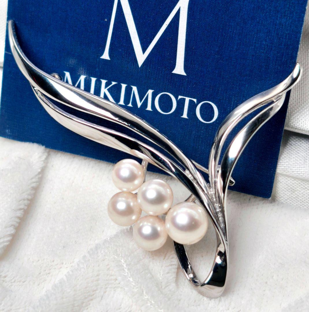 【極美品 最高級】ミキモト ブローチ パール リボン 5珠 皇室御用達
