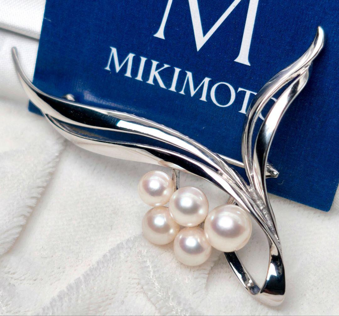 【極美品 最高級】ミキモト ブローチ パール リボン 5珠 皇室御用達