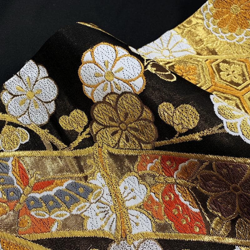 301y9◆古典柄 袋帯 正絹 宝尽くし梅竹花菱蝶々蜀江文◆美品 成人式