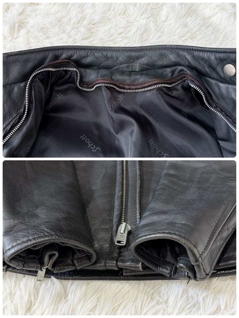 SCHOTT 641 シングルライダースジャケット 牛革 ステアハイド 黒 34