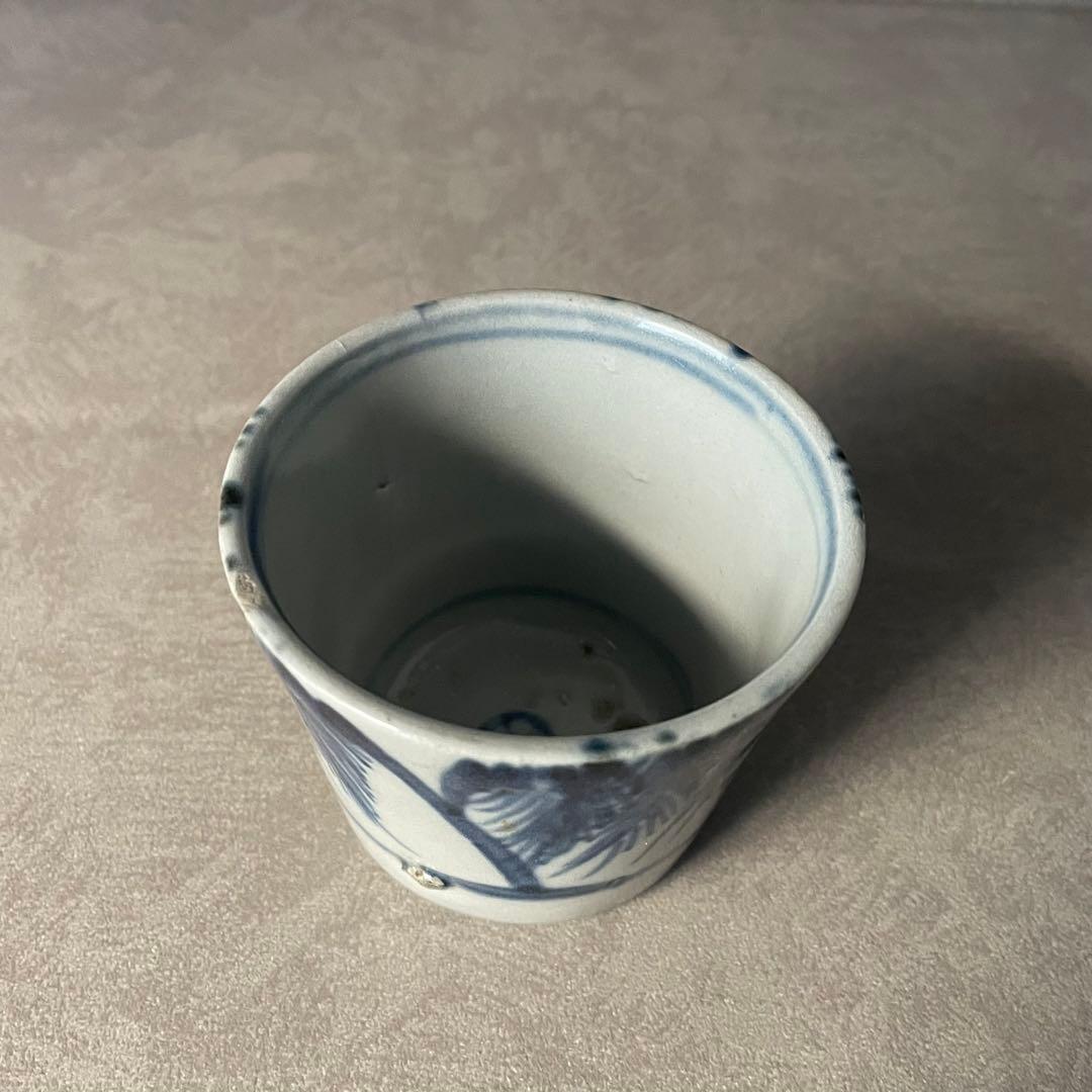 太白手柳文猪口 江戸時代 太白 美濃古陶 美濃焼 瀬戸焼 古美濃 骨董 古美術