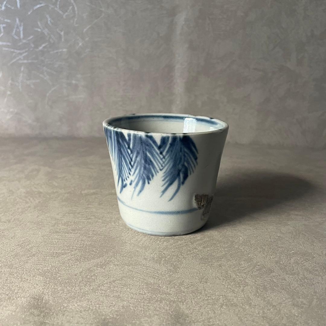 太白手柳文猪口 江戸時代 太白 美濃古陶 美濃焼 瀬戸焼 古美濃 骨董 古美術