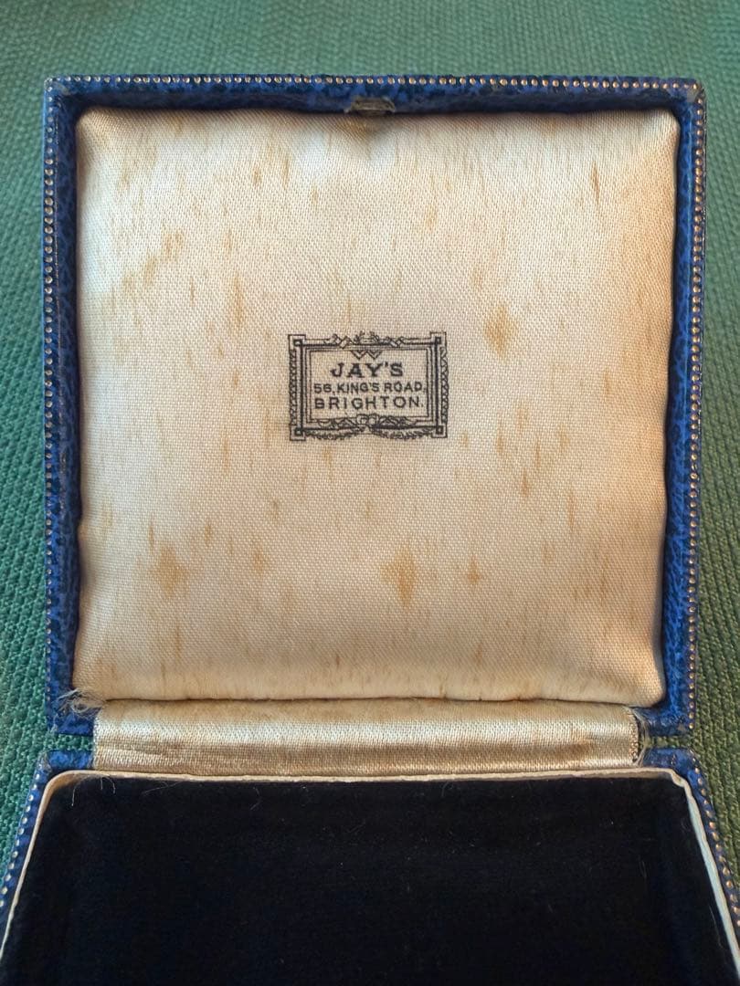 英国『JAY'S』アンティーク ジュエリー ケース 青色