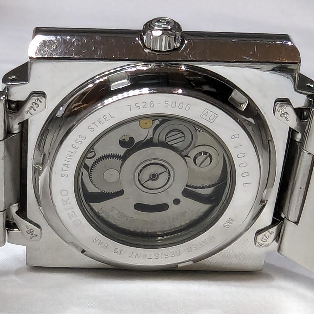 セイコー S-WAVE 自動巻き スクエアケース・稼働品・緑文字盤・デイデイト