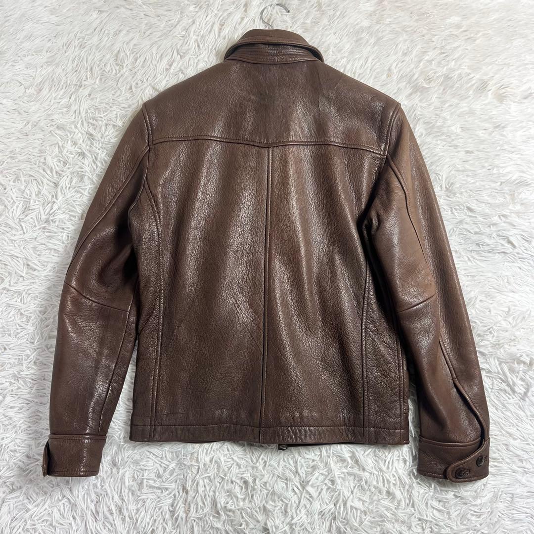 美品 ジャックローズ ゴートレザー シングルライダースジャケット ブラウン 3