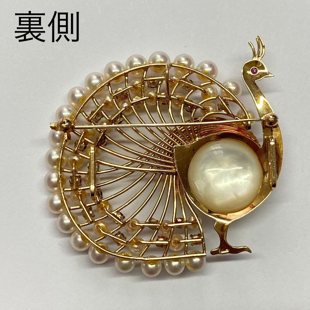 K14　マベパール＆ベビーパール　ブローチ　ペンダントトップ兼用　ルビー入り