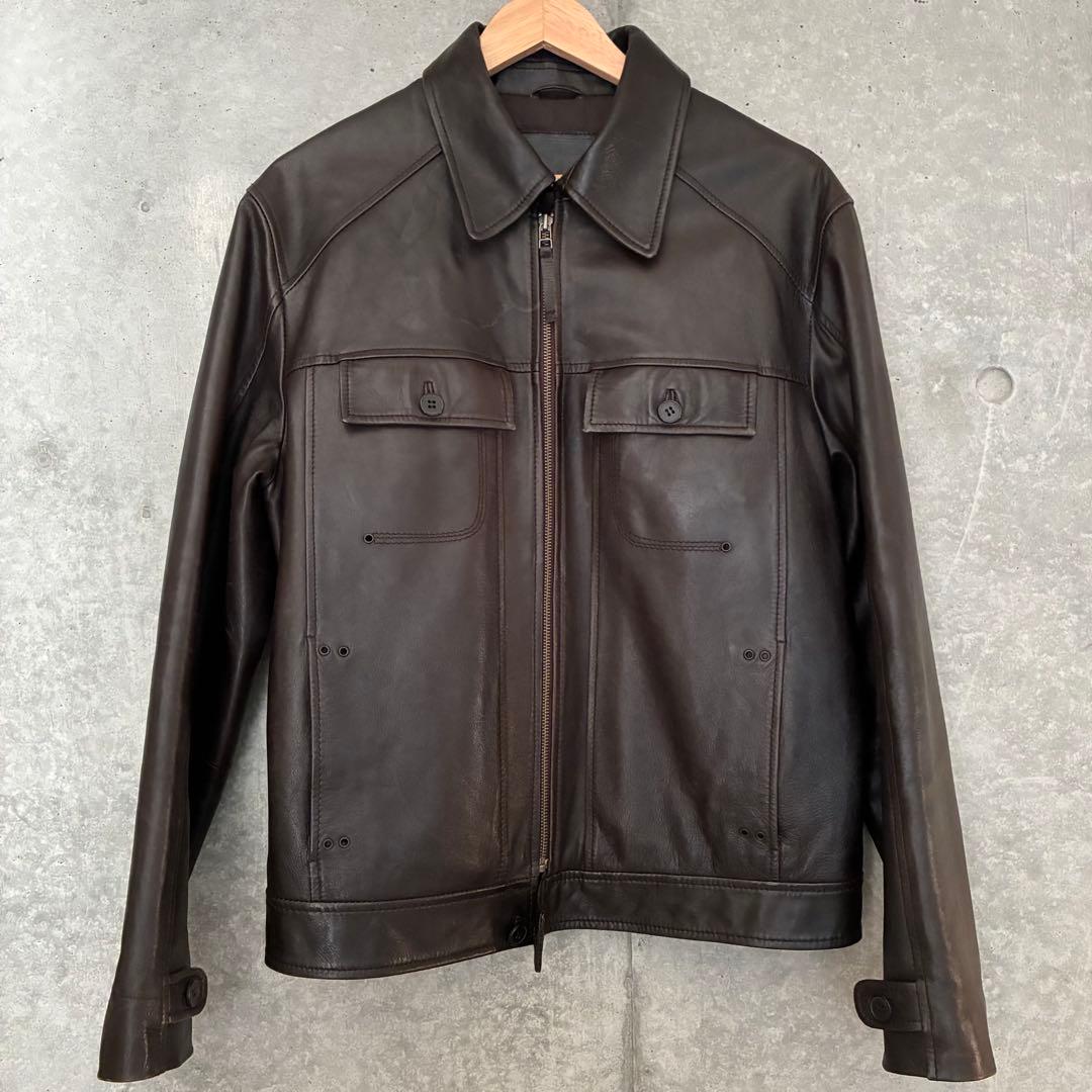 ヴィンテージ レザージャケット ブラウン ラムレザー シングル エディスリマン