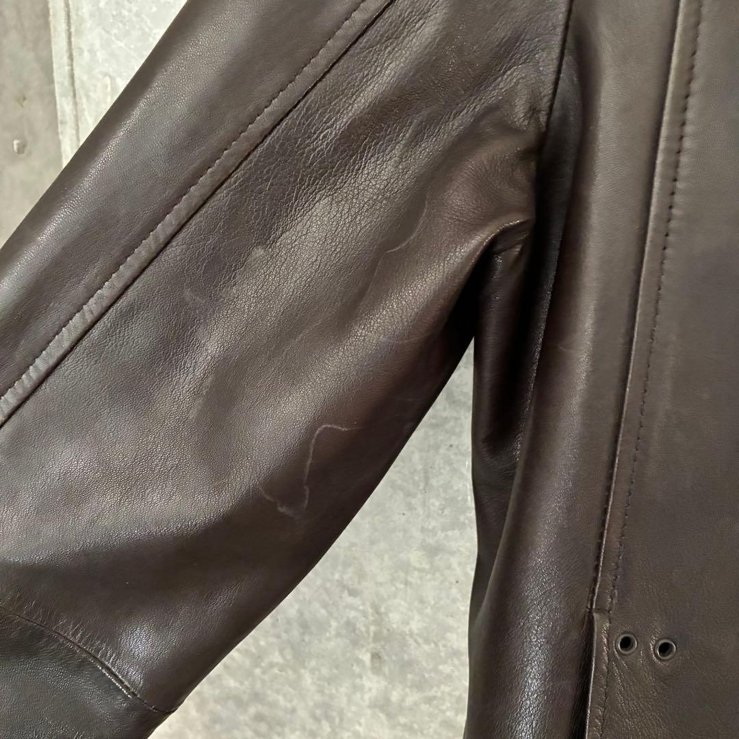 ヴィンテージ レザージャケット ブラウン ラムレザー シングル エディスリマン